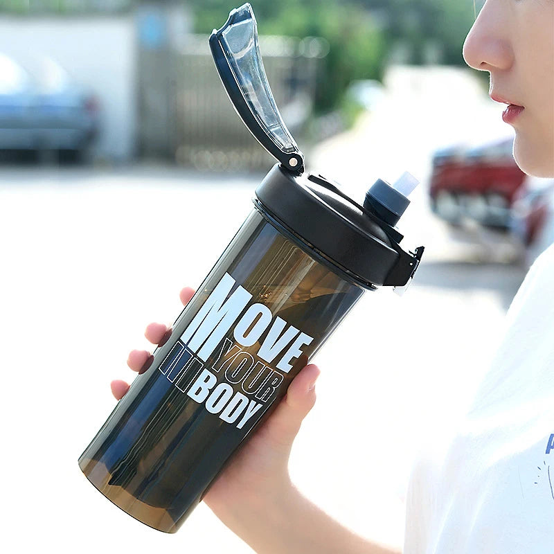 Sport Shaker Bottle 800ML Large Capacity With Straw Shaker Bottle Protein Powder Milkshake Cup Outdoor Portable Plastic Bottle